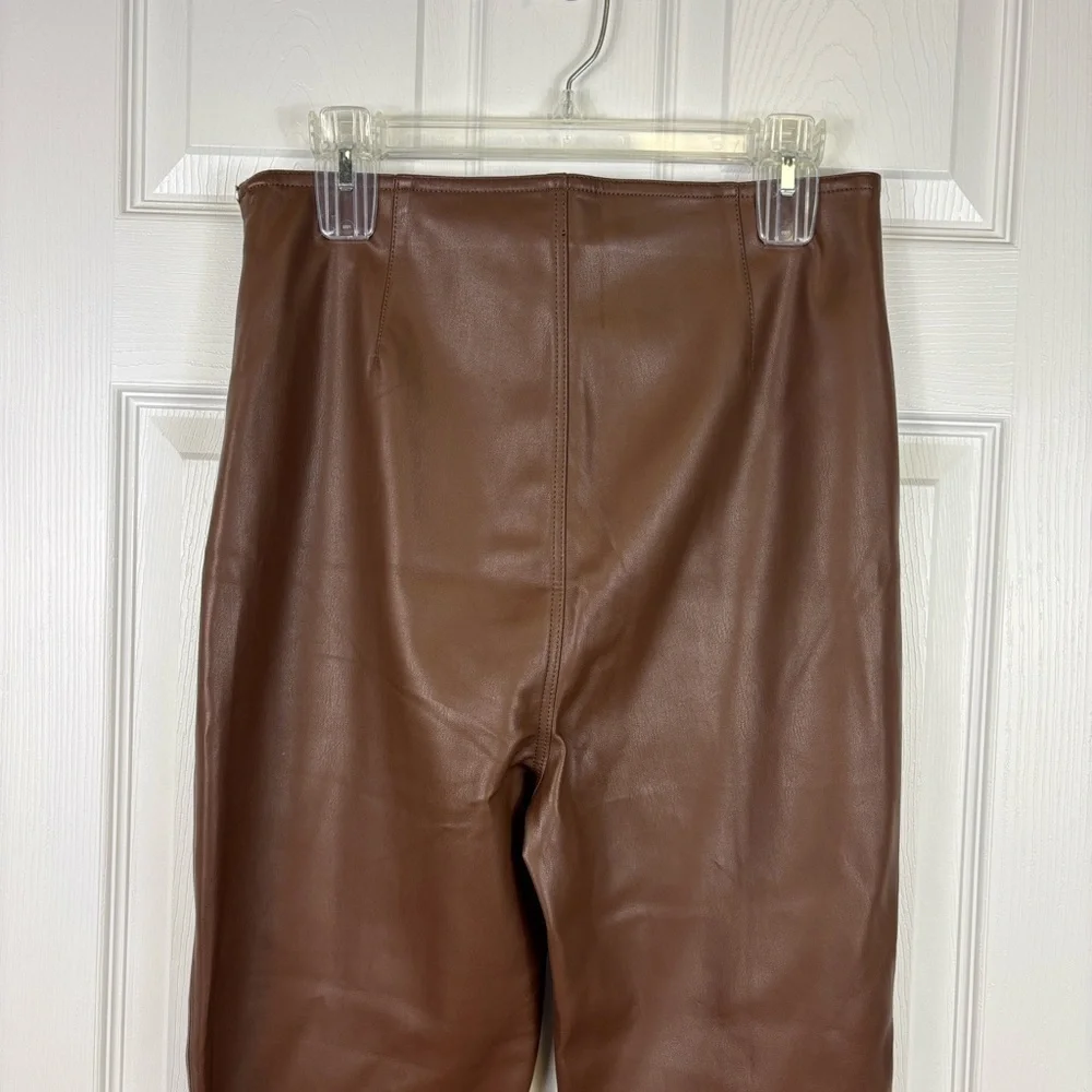 NWT Free people Spitfire stacked brown vegan leather skinny pants sz 31